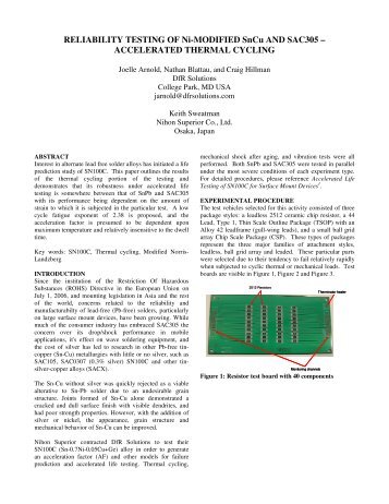 RELIABILITY TESTING OF Ni-MODIFIED SnCu AND SAC305 ...