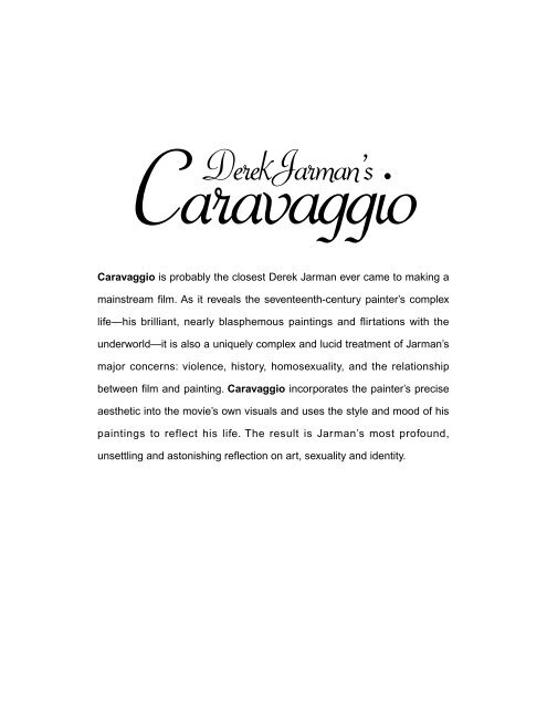 Caravaggio Derek Jarman's - Zeitgeist Films.