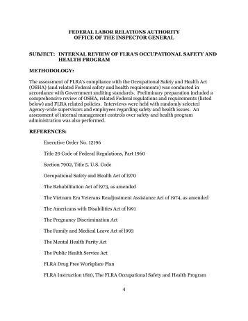 Internal Review of FLRA's Occupational Safety and Health