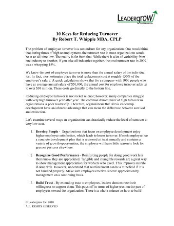 10 Keys for reducing Turnover - Powered by ZD-CMS