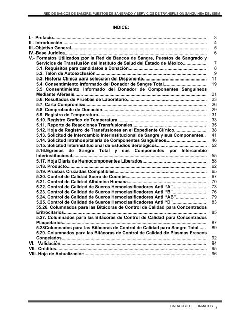 catalogo de formatos de la red de bancos de sangre, puestos de ...