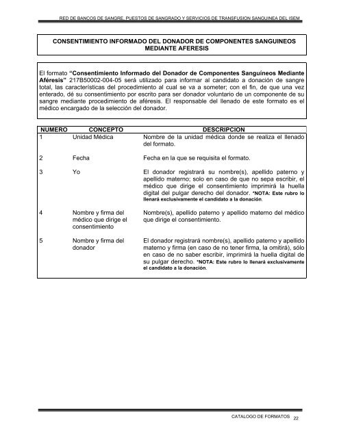 catalogo de formatos de la red de bancos de sangre, puestos de ...