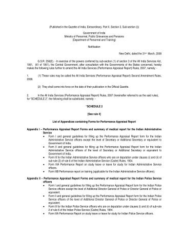 Performance Appraisal Report - Ministry of Personnel, Public ...