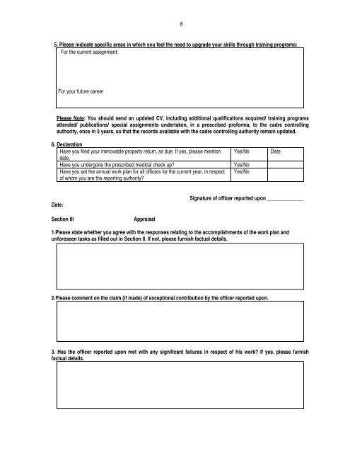 Performance Appraisal Report - Ministry of Personnel, Public ...