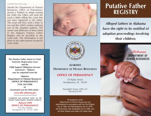 Putative Father Registry - Alabama Department of Human Resources