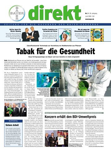 Konzern erhält den BDI-Umweltpreis - Wuppertal - Bayer AG
