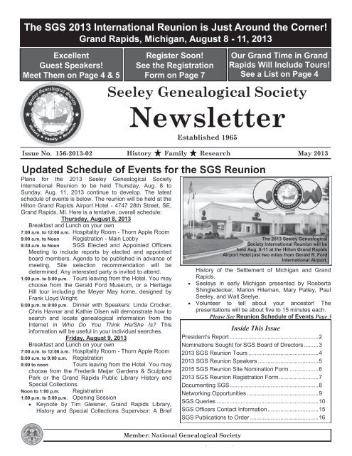 Newsletter - Seeley Genealogical Society