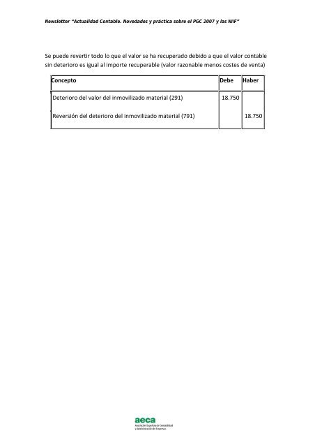 Deterioro y reversiÃ³n del deterioro del inmovilizado material - Aeca