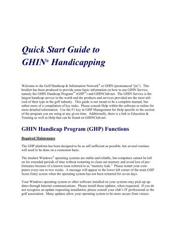 Quick Start Guide to GHIN Handicapping - Women's Online Golf