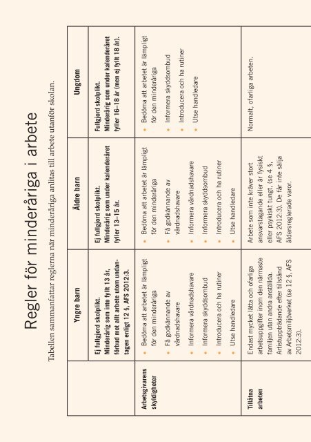 MinderÃ¥rigas arbetsmiljÃ¶ - VÃ¤gledning till fÃ¶reksrifterna AFS 2012:03