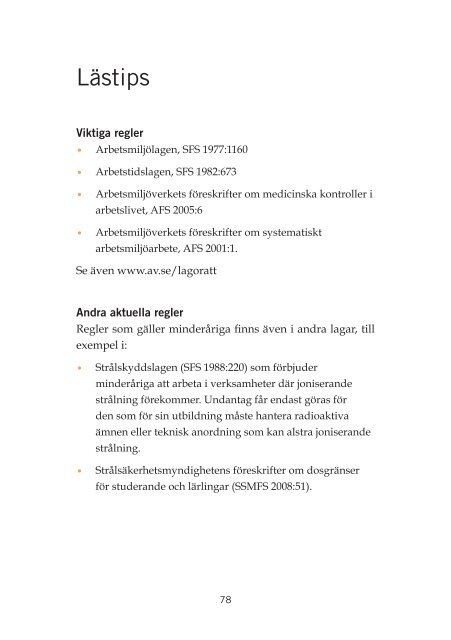 MinderÃ¥rigas arbetsmiljÃ¶ - VÃ¤gledning till fÃ¶reksrifterna AFS 2012:03