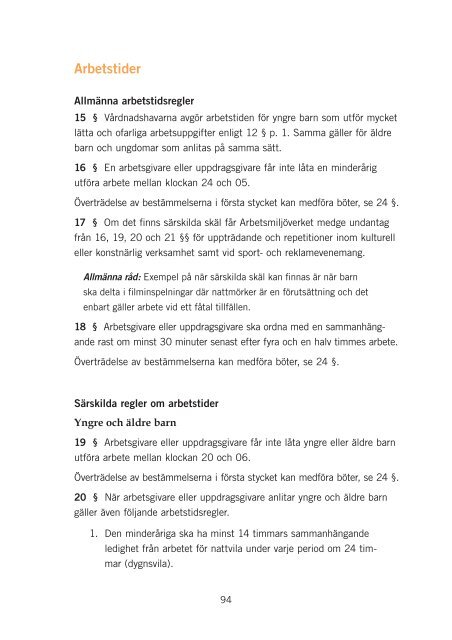 MinderÃ¥rigas arbetsmiljÃ¶ - VÃ¤gledning till fÃ¶reksrifterna AFS 2012:03