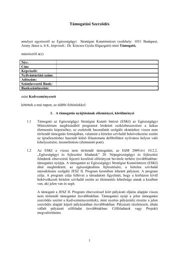 Támogatási Szerződés - ESKI