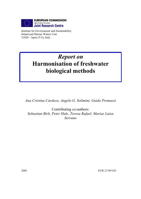 Report on Harmonisation of freshwater biological methods