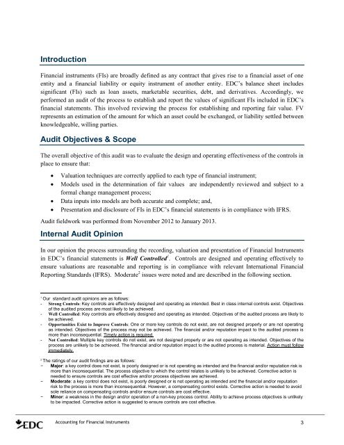 Accounting for Financial Instruments - Final Audit Report ... - EDC