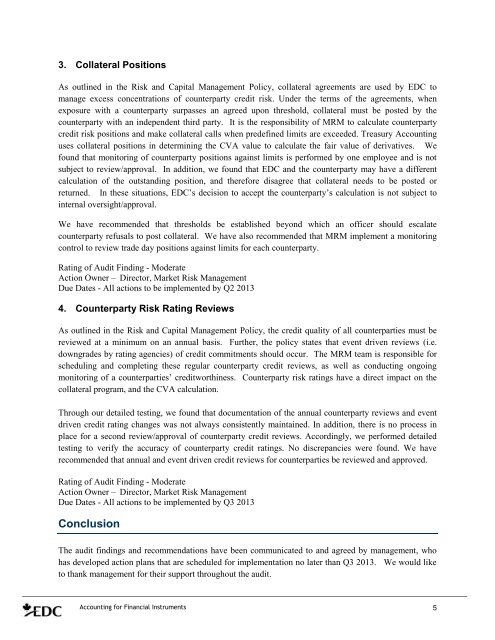 Accounting for Financial Instruments - Final Audit Report ... - EDC