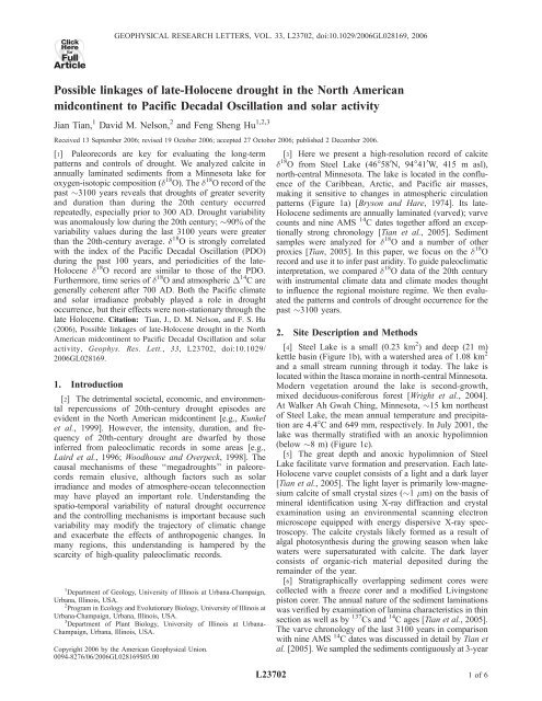 Possible linkages of late-Holocene drought in the North American ...