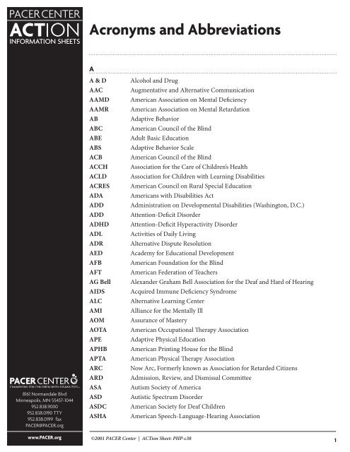 PHP-c38 Acronyms and Abbreviations.indd - PACER Center