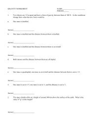 Gravitational Fields Worksheet