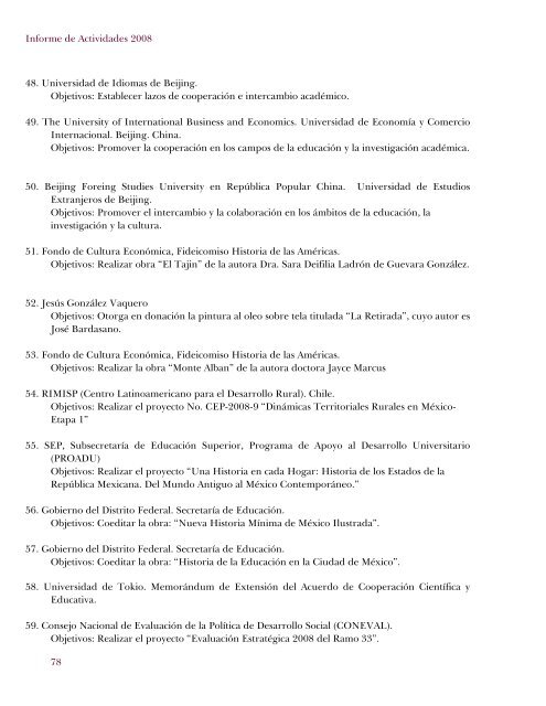 Informe académico 2008 - El Colegio de México