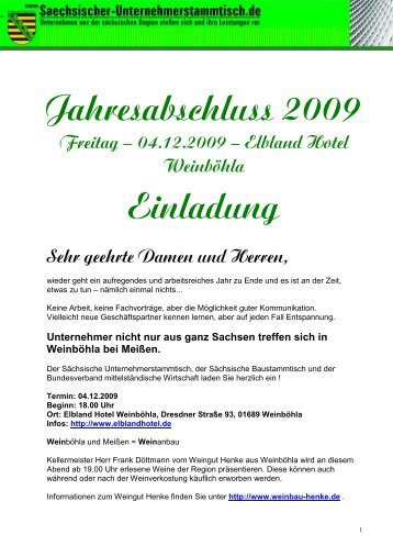 Einladung Jahresabschluss Weinböhla 2009 - MB-Riskmanagement