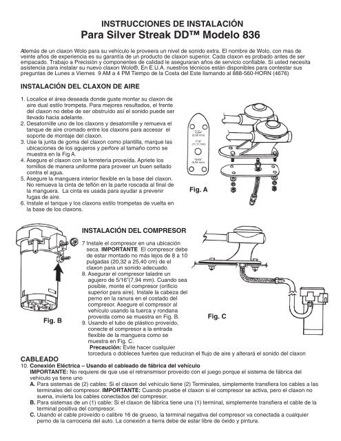836 Instructions Spanish - Wolo Manufacturing