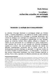 La prison La prison : recherches actuelles en sociologie ... - Melissa