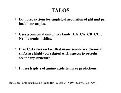 Protein Structures Determined by NMR - ESI