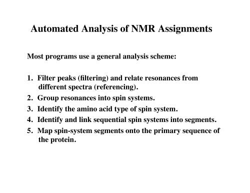 Protein Structures Determined by NMR - ESI