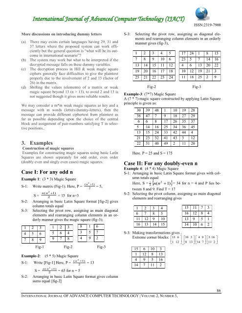 Successful Implementation of the Hill and Magic Square Ciphers: A ...