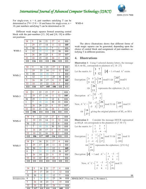 Successful Implementation of the Hill and Magic Square Ciphers: A ...