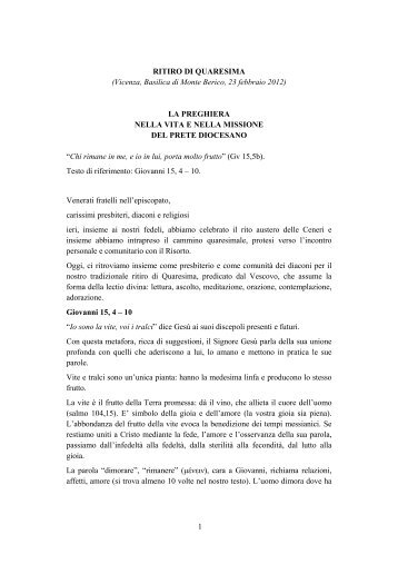 1 RITIRO DI QUARESIMA (Vicenza, Basilica di Monte Berico, 23 ...