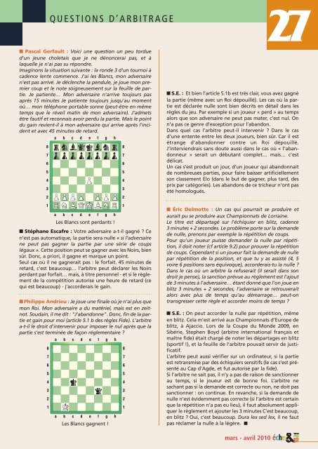 Ãchec & mat interactif - FÃ©dÃ©ration FranÃ§aise des Ãchecs