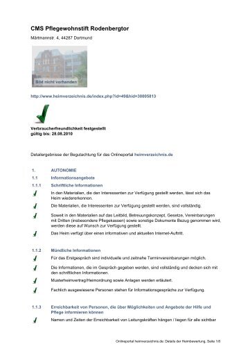 CMS Pflegewohnstift Rodenbergtor - Heimverzeichnis