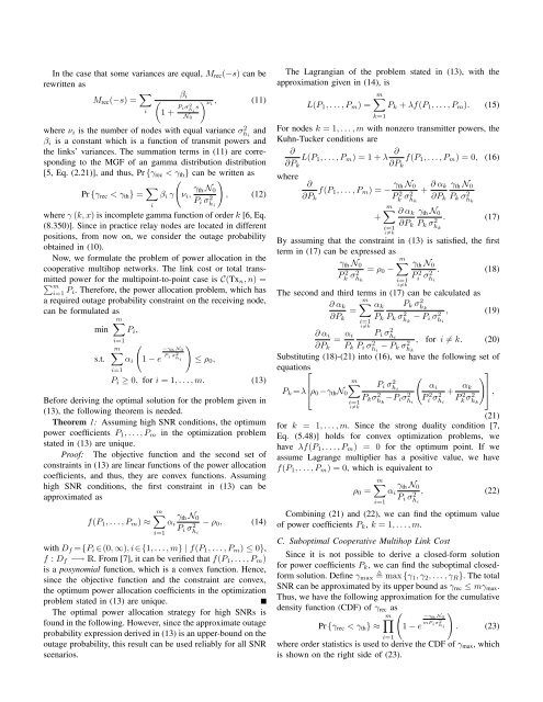 Minimum Power Allocation for Cooperative Routing in ... - Unik