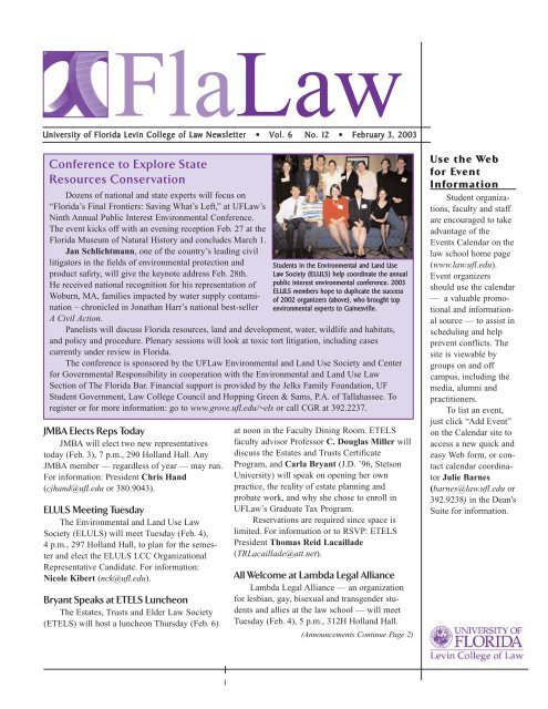 February 3, 2003 - Levin College of Law - University of Florida february-3-2003-levin-college-of-law-university-of-florida