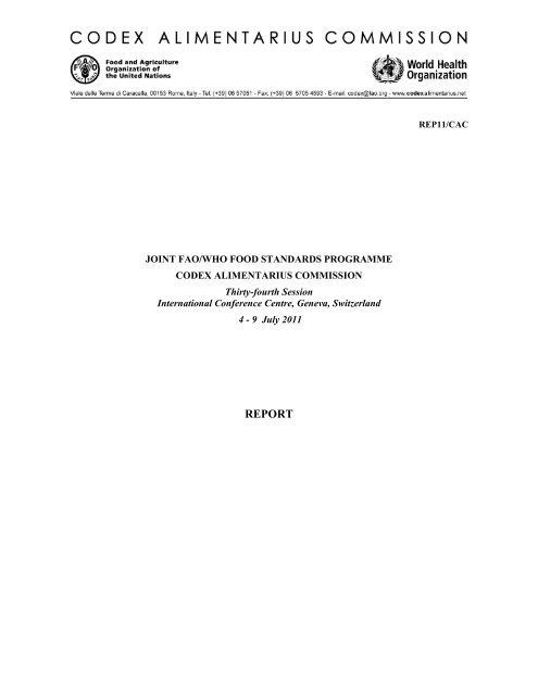 34th Session Of The Codex Alimentarius Commission 34th Session Of The Codex Alimentarius Commission