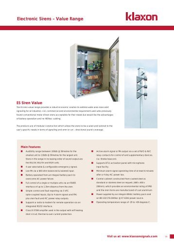 Electronic Sirens â Value Range - Klaxon Signals Ltd.
