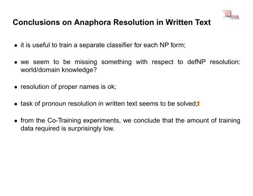 Anaphora Resolution: Theory and Practice