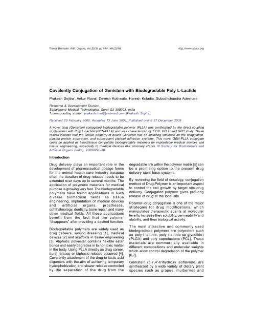 Covalently Conjugation of Genistein with Biodegradable Poly L ...