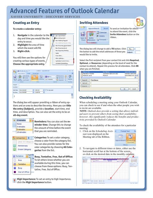 Focus on Outlook Calendar Quick Reference card.pub