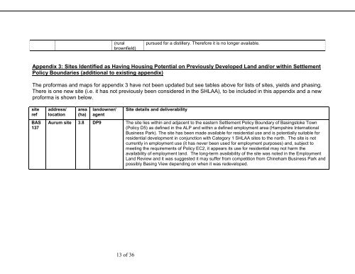 SHLAA _version 6_ - 2011 Update Document - Basingstoke and ...