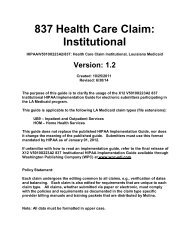 837 Health Care Claim: Institutional - Louisiana Medicaid