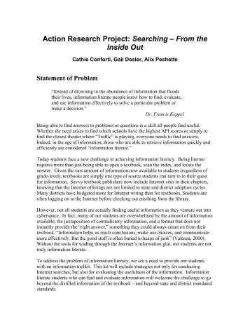 Action Research Project: Searching – From the Inside Out - iMET