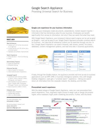 Google Search Appliance - OSCS