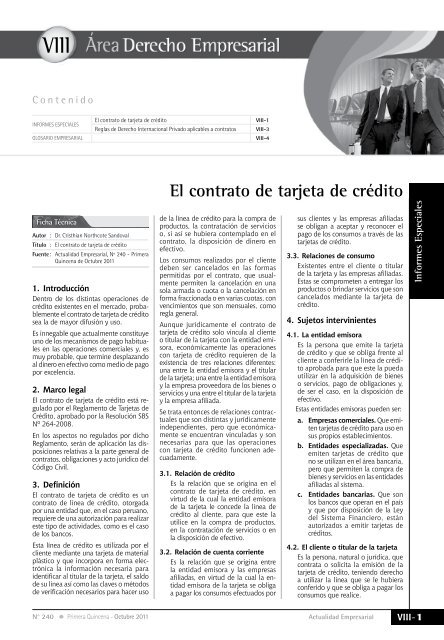El contrato de tarjeta de crÃ©dito - Revista Actualidad Empresarial