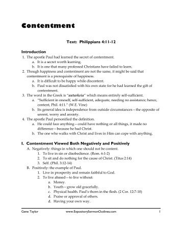 Contentment Sermon Outline remember your creator free sermon outlines Contentment Sermon Outline remember your creator free sermon outlines