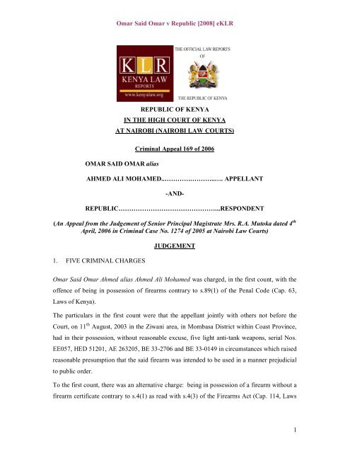 Download Case Kenya Law Reports