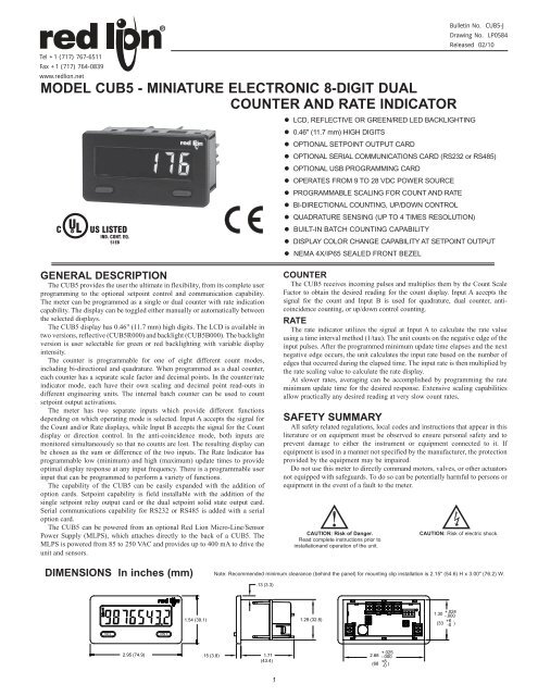 CUB5 Data Sheet/Manual PDF - Red Lion Controls