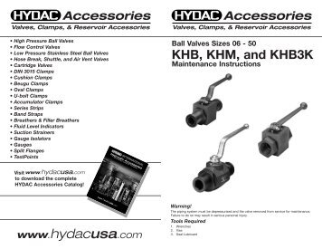 Ball Valves Sizes 06 - 50 KHB, KHM, and KHB3K ... - HYDAC USA